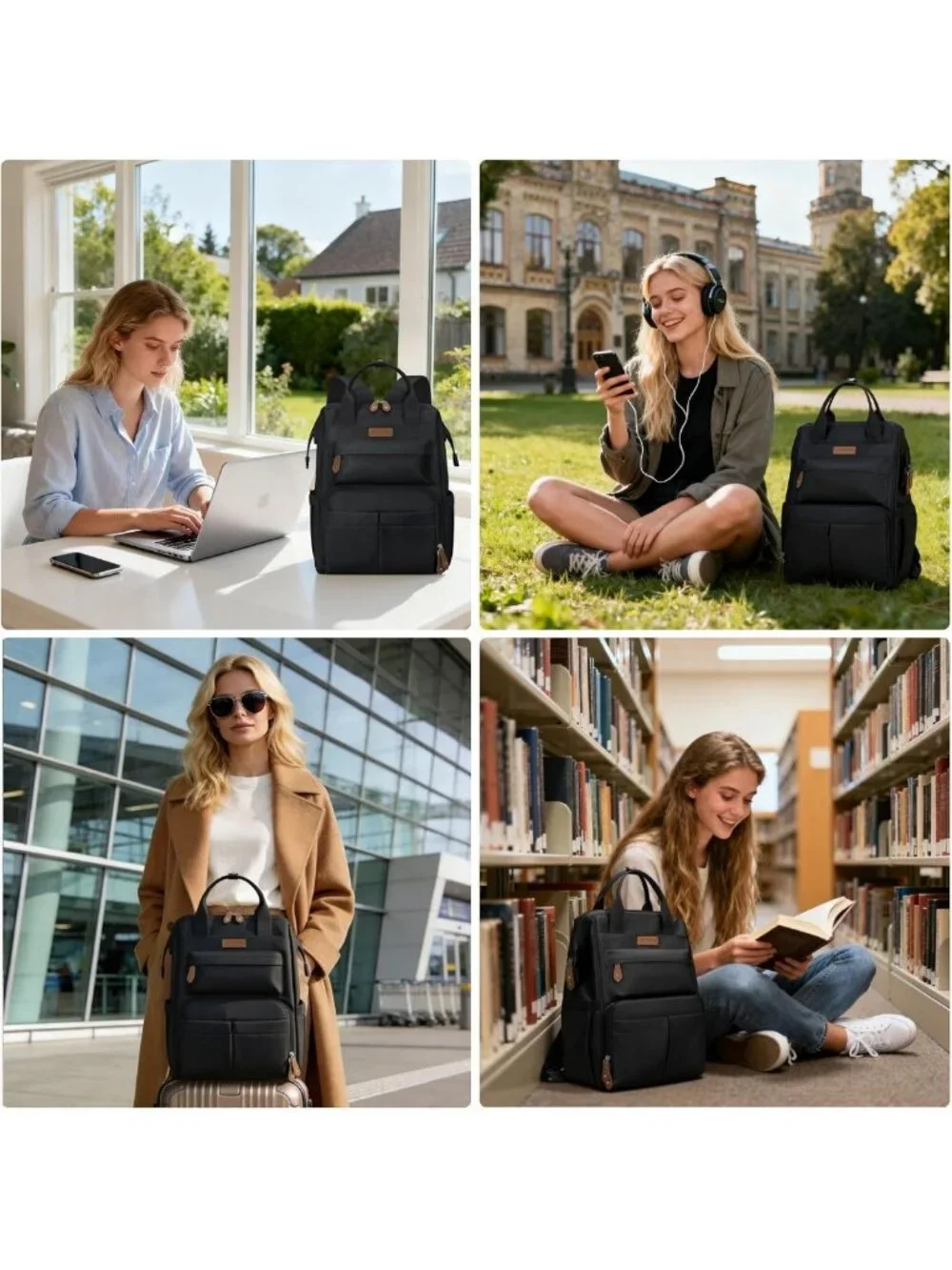 Stylish Waterproof Laptop Backpack for Men & Women, Fits 15.6-17.3
